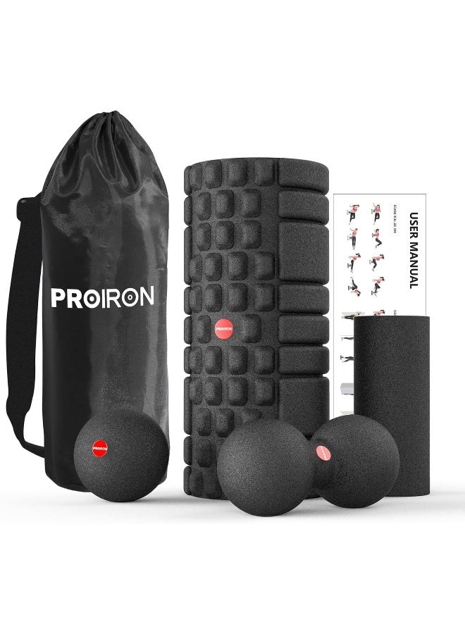 PROIRON مجموعة PROIRON 5 في 1 لرولات الرغوة لتدليك العضلات العميق، تمارين نقاط الضغط، رولر رغوي مسجل براءة اختراع، كرة تدليك، كرة تدليك على شكل فستق، رولر صغير لإطلاق الجسم بالكامل - Image 1