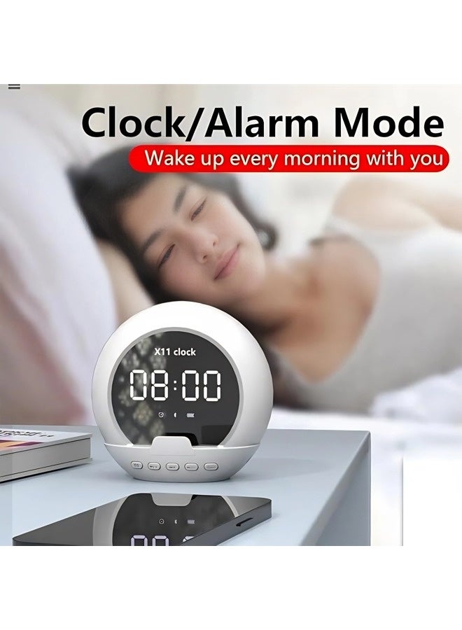 Vixplorn Wireless Bluetooth speaker with digital alarm clock and mirror display | Portable 5W speaker with built-in thermometer, HD calling, USB-C charging, phone/pen holder, and LED time display; suitable for bedroom, study, and travel. - Image 2