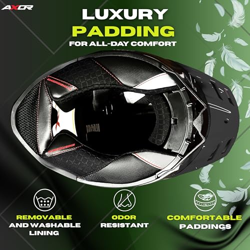 AXOR Brutale Kryptic Dual Spoiler Helmet – Aerodynamic Full Face Design | Certified (ISI, DOT, ECE) | Premium Safety & Comfort- Black Green, Size:L - Image 5