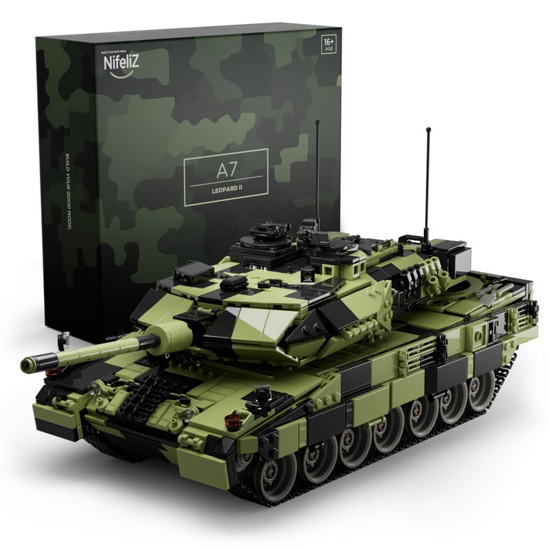 Nifeliz Leopard II A7 Tank, Military Tank Building Set for Adults, Collectible Army Model to Build and Display, Gift Ideal for Military Enthusiasts (2,069 PCS, NF10269) - Image 1