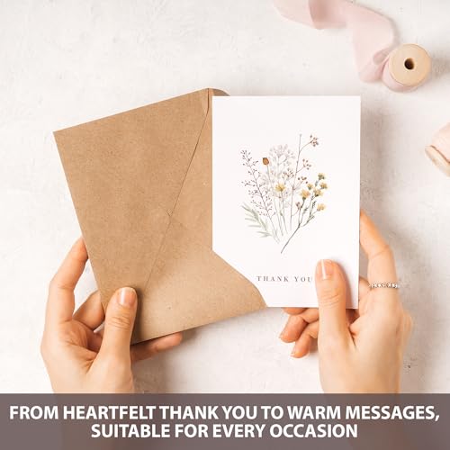 AUDREE Wildflower Thank You Cards with Envelopes (20 pack 4"x6") - Floral Thank You Cards with Adhesive Envelope & Matching Stickers - Gifts for Birthday, Wedding, Bridal Showers, Baby Showers - Image 5