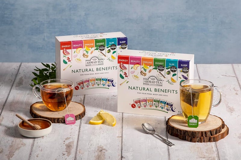 Ahmad Tea Natural Benefits Functional Tea Selection Pack - 60 Teabag Sachets with Green Teas, Fruit & Herbal Infusions - Image 5