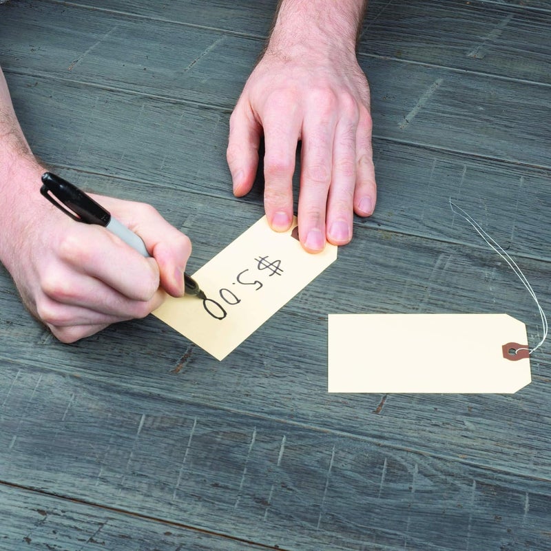 AMRAM Blank Shipping Tags with Wire,100 Pieces 4 3/4-in x 2 3/8-in, Manila with Reinforced Eyelet - Image 5