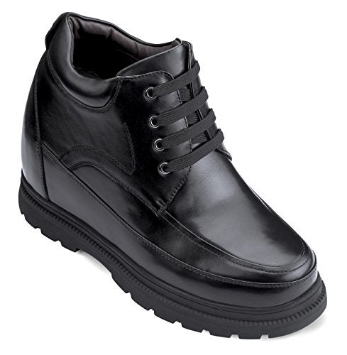Calden Men's Invisible Height Increasing Elevator Shoes - Black Leather Lace-up High-top Boots with Extra Tall - 5.2 Inches Taller - K511615 - Size 10 D(M) US - Image 1