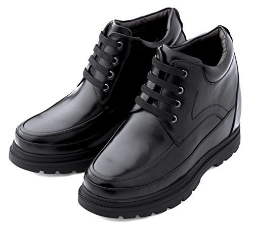 Calden Men's Invisible Height Increasing Elevator Shoes - Black Leather Lace-up High-top Boots with Extra Tall - 5.2 Inches Taller - K511615 - Size 10 D(M) US - Image 3