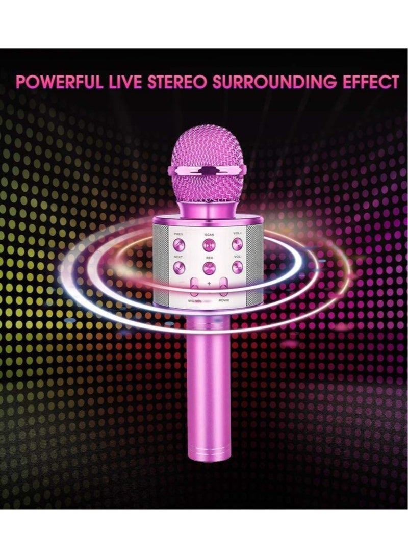 Kid's Wireless Bluetooth Portable Handheld Karaoke Microphones Toy for Phone Android PC for Home KTV Outdoor Party (Pink) - Image 2