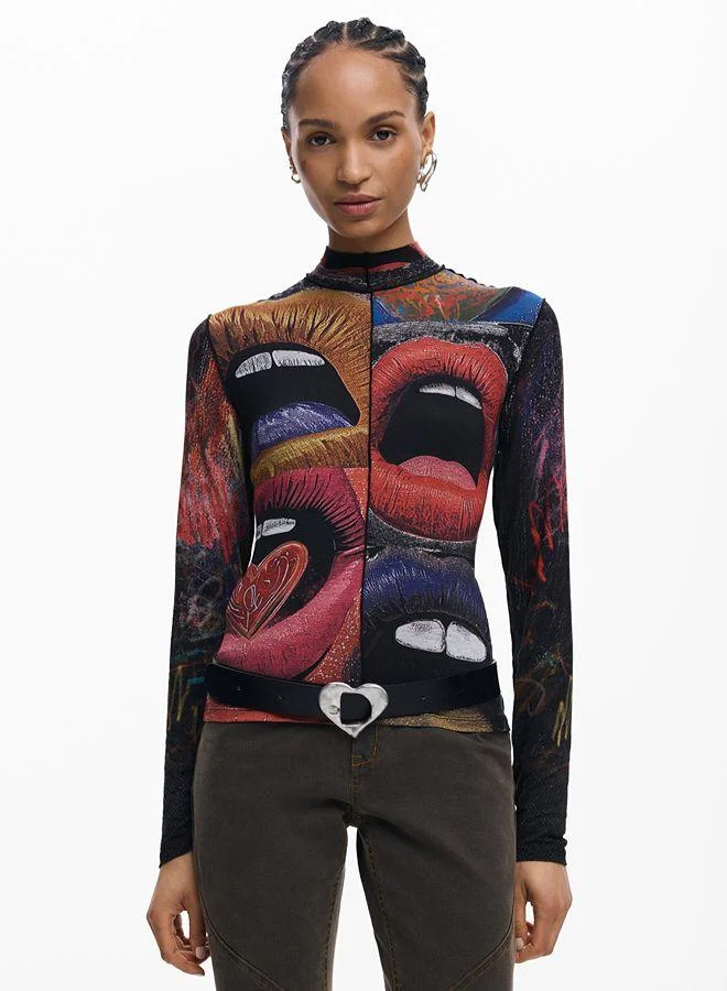 Desigual Black Leather heart belt for Women | Best Price UAE