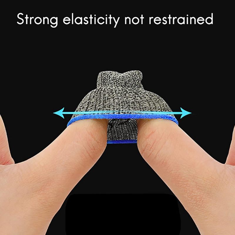 Gaming Finger Sleeve: 2-Pack Black & Blue Silver Fiber Nylon - High Sensitivity Sweat Absorption Breathable Elastic Sleeve for Mobile Gaming Daily Phone Use - Image 4