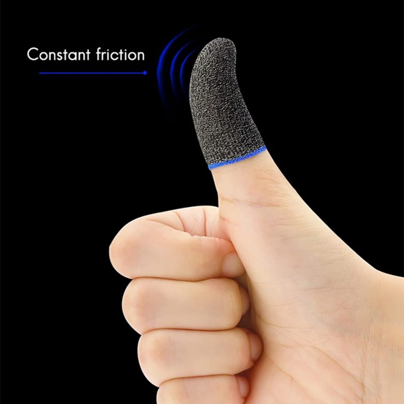 Gaming Finger Sleeve: 2-Pack Black & Blue Silver Fiber Nylon - High Sensitivity Sweat Absorption Breathable Elastic Sleeve for Mobile Gaming Daily Phone Use - Image 2