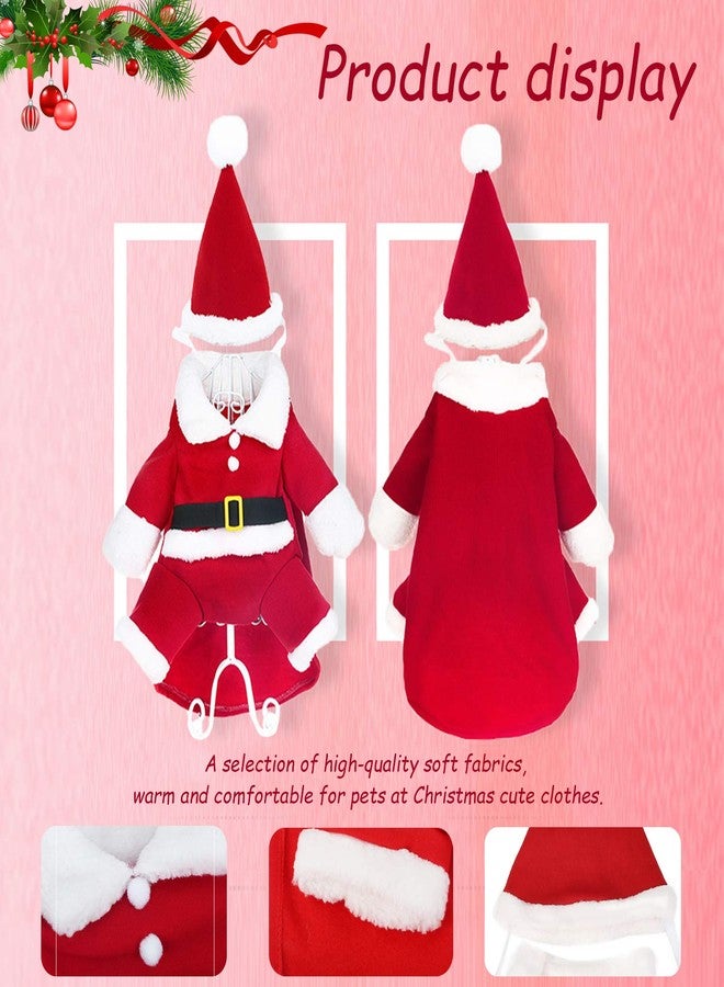 QETRABONE Small Dog Cat Christmas Santa Claus Costume - Red Santa Hat Scarf Cosplay Dressing Up Xmas Party New Year Clothing Accessories (X-Large) - Image 2