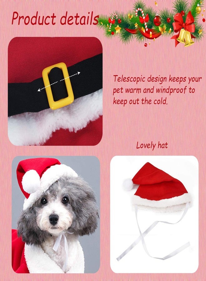 QETRABONE Small Dog Cat Christmas Santa Claus Costume - Red Santa Hat Scarf Cosplay Dressing Up Xmas Party New Year Clothing Accessories (X-Large) - Image 3