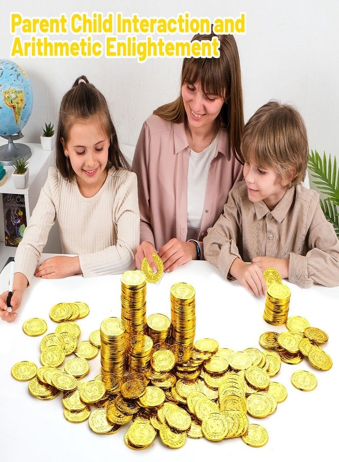 XGHSHW 300 قطعة من العملات الذهبية البلاستيكية، عملات كنز مزيفة للقراصنة، هدايا حفلات الكرنفال والهالوين، 1.4 بوصة، نقود مزيفة، زينة حفلات القراصنة، لوازم حفلات أعياد الميلاد ذات الطابع المغامر - Image 3