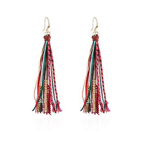 Badu Boho Tassel Badu Women Feather Earrings Long Tassel Bohemian Accessories - Image 1