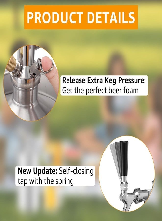 موزع براميل صغير - صنبور برميل بيرة محمول، صنبور بيرة من الفولاذ المقاوم للصدأ لبرميل البيرة مع أغطية ملولبة داخلية، ملحقات مبردات البيرة الصغيرة، قطع غيار مبردات البيرة الصغيرة مع خرطوم بيرة بطول 15.7 بوصة - Image 5