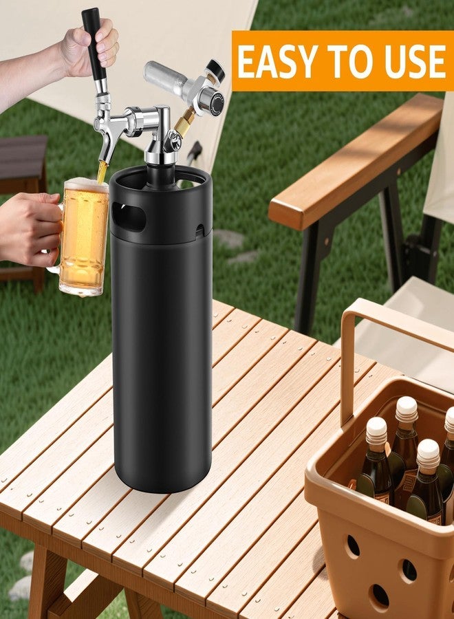موزع براميل صغير - صنبور برميل بيرة محمول، صنبور بيرة من الفولاذ المقاوم للصدأ لبرميل البيرة مع أغطية ملولبة داخلية، ملحقات مبردات البيرة الصغيرة، قطع غيار مبردات البيرة الصغيرة مع خرطوم بيرة بطول 15.7 بوصة - Image 3