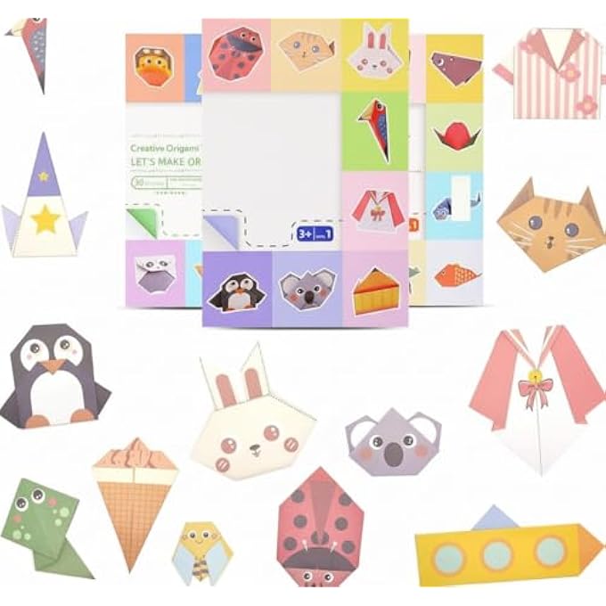 CHILDREN'S ORIGAMI BOOK, ORIGAMI KIT FOR KIDS AGES 8-12  90 SHEETS PATTERNED PAPER WITH 3 THEME GUIDES & CRAFT BOOK, EDUCATIONAL DIY ANIMAL/SPACE/NATURE FOLDING SET (3 THEME) - Image 1