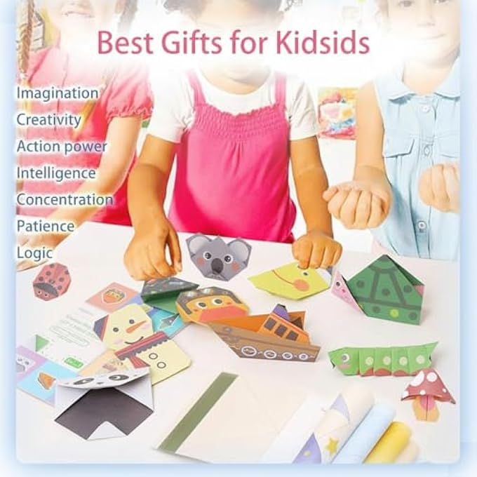 CHILDREN'S ORIGAMI BOOK, ORIGAMI KIT FOR KIDS AGES 8-12  90 SHEETS PATTERNED PAPER WITH 3 THEME GUIDES & CRAFT BOOK, EDUCATIONAL DIY ANIMAL/SPACE/NATURE FOLDING SET (3 THEME) - Image 2