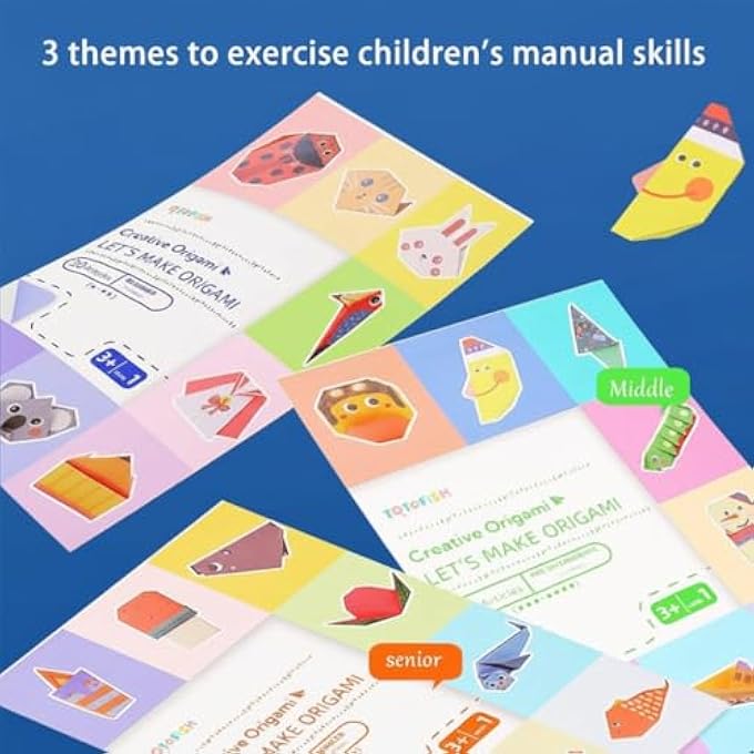 CHILDREN'S ORIGAMI BOOK, ORIGAMI KIT FOR KIDS AGES 8-12  90 SHEETS PATTERNED PAPER WITH 3 THEME GUIDES & CRAFT BOOK, EDUCATIONAL DIY ANIMAL/SPACE/NATURE FOLDING SET (3 THEME) - Image 4