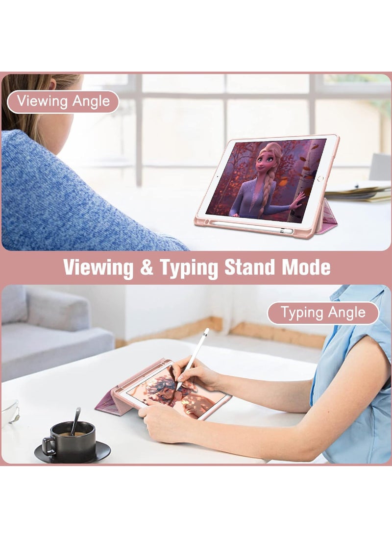 Hybrid Slim Case for iPad 9th/8th/7th Generation (2021/2020 / 2019) 10.2 inch [Built-in Pencil Holder] Shockproof Cover with Clear Transparent Back Shell Auto Sleep Wake