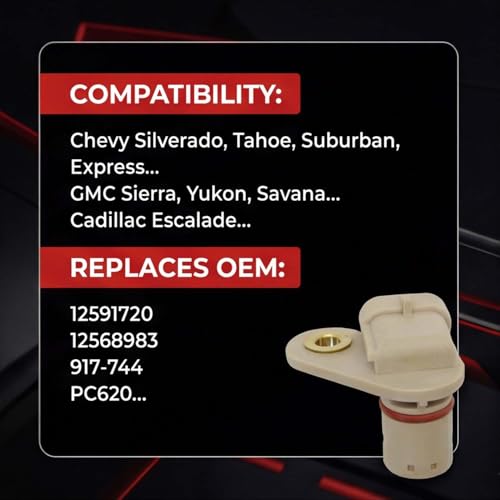 Powkos Camshaft Position Sensor 12591720 Compatible with Chevy Silverado Tahoe Suburban Express GMC Sierra Yukon Cadillac Escalade Replaces 12568983 12585545 PC620 917-744 - Image 2