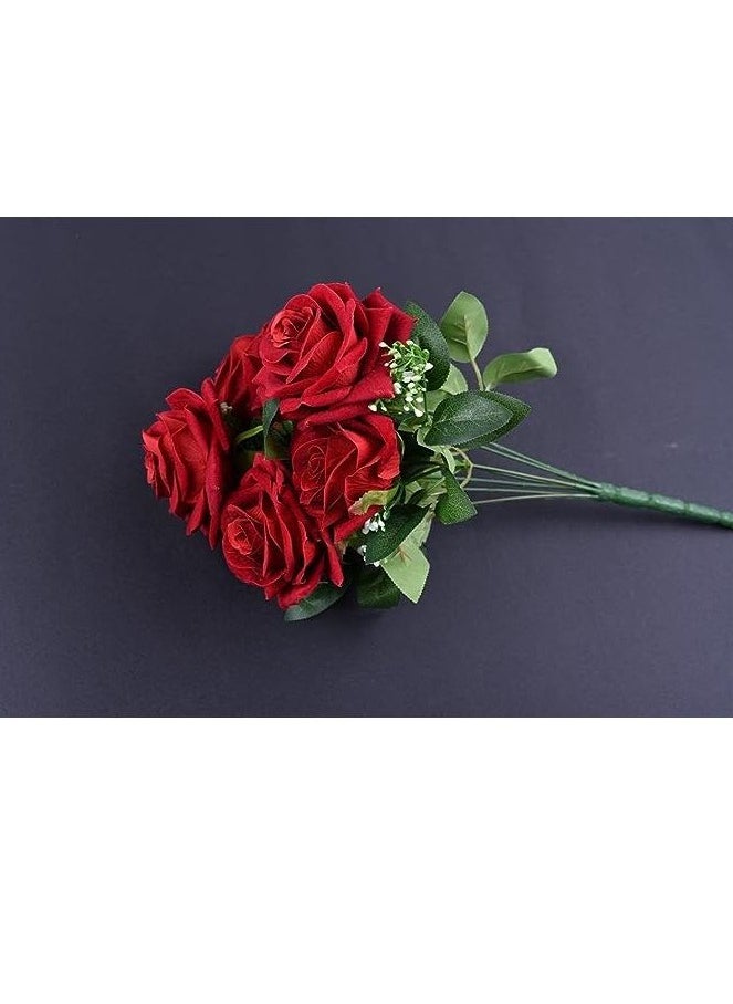 Generic A Bouquet Of Artificial Red Roses For Vases Suitable For Occasions, And Weddings - 30 Cm High  - Image 1