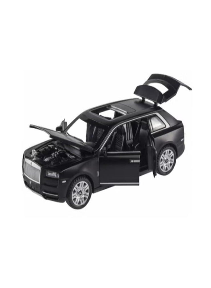 نموذج سيارة رولز رويس كولينان من السبائك المعدنية بمقياس 1/32، مع صوت وإضاءة وأبواب قابلة للفتح وسحب للخلف، هدايا للأطفال والكبار (أسود، بدون علبة) - Image 4