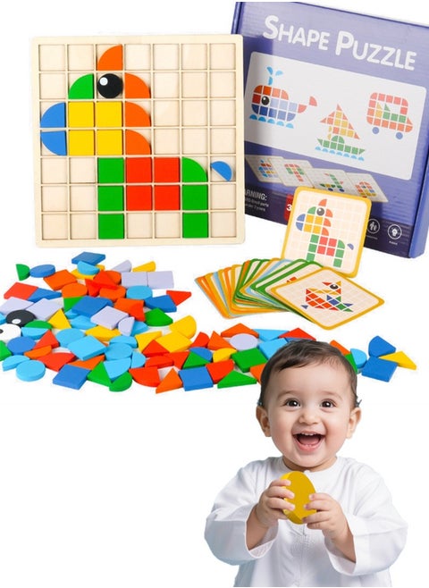 Mosaic 3D puzzle, children's tabletop game, children's wooden early education puzzle building blocks