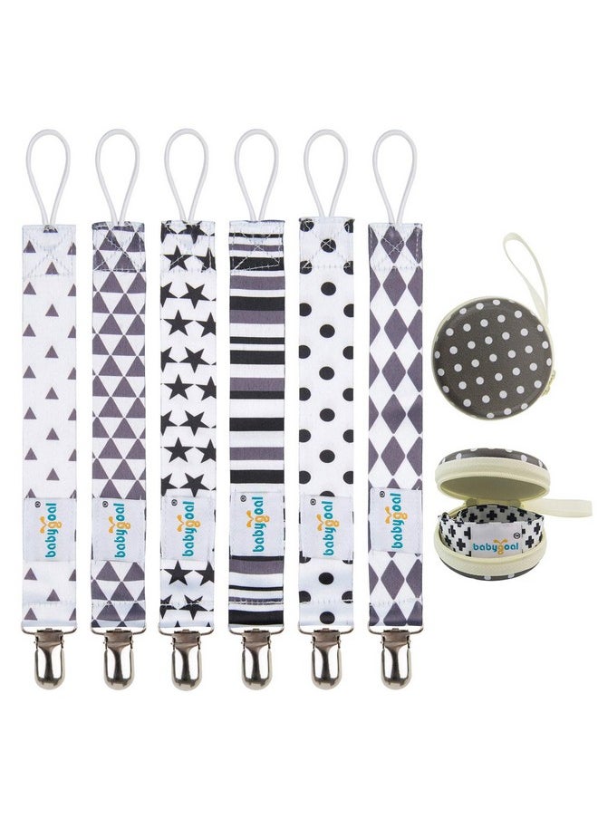 babygoal - Pacifier Clips For Boys, 6 Pack Pacifier Holder Clips For Baby Boys And Girls Fits For Most Pacifier Styles And Baby Gift 6Pbm05-Hz - Image 1
