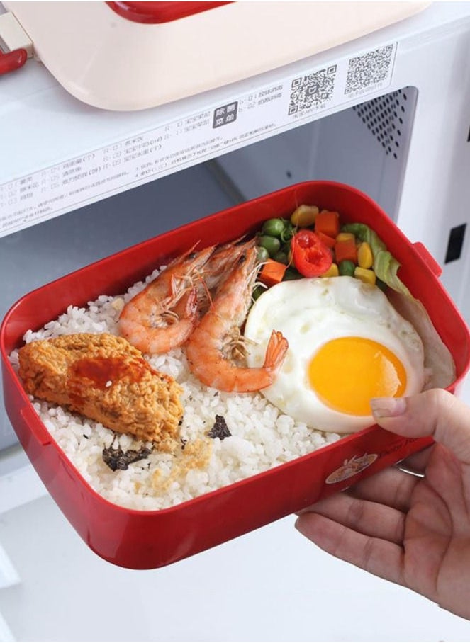 XiuWoo - Lunch Box Set Picnic Bento Box Double Layer-Red - Image 1