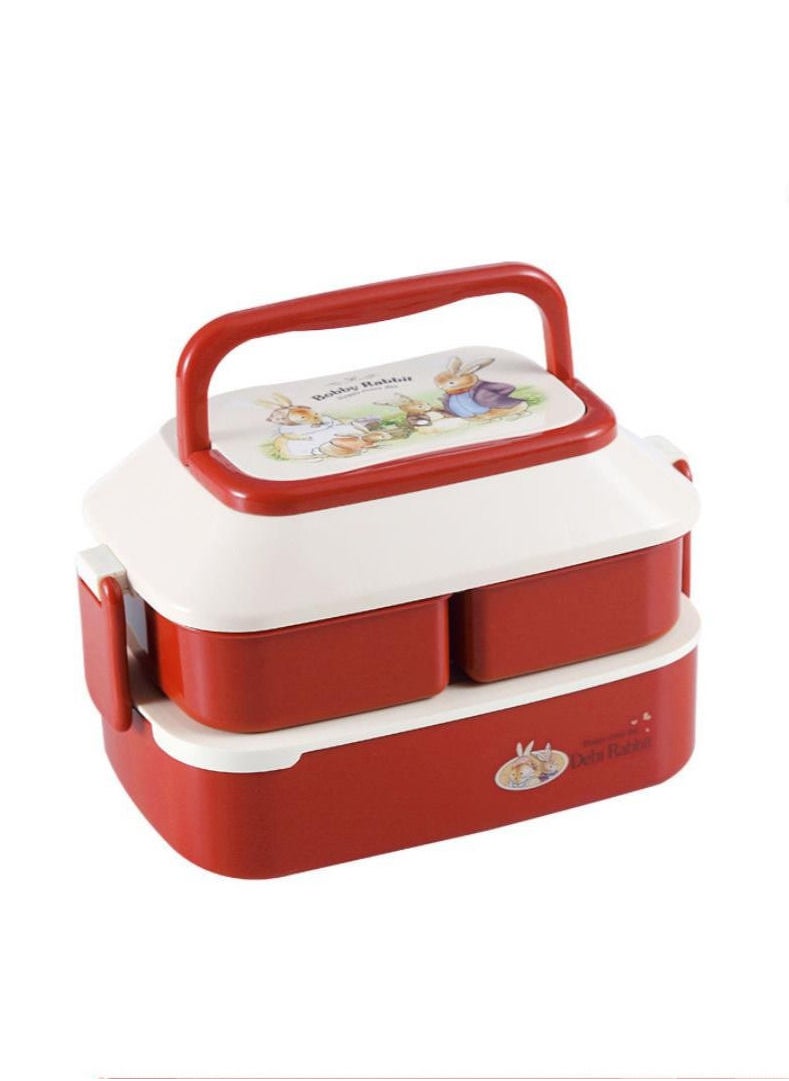 XiuWoo - Lunch Box Set Picnic Bento Box Double Layer-Red - Image 1