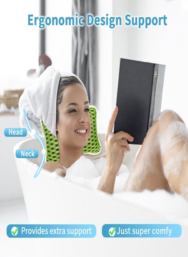 CONBELLA Luxury Bath Pillows for Tub, Slip Resistant Waterproof Bath Pillows for Tub Neck and Back Support with 2 Strong Suction Cups, Relaxing Spa Essentials (Green) - Image 2