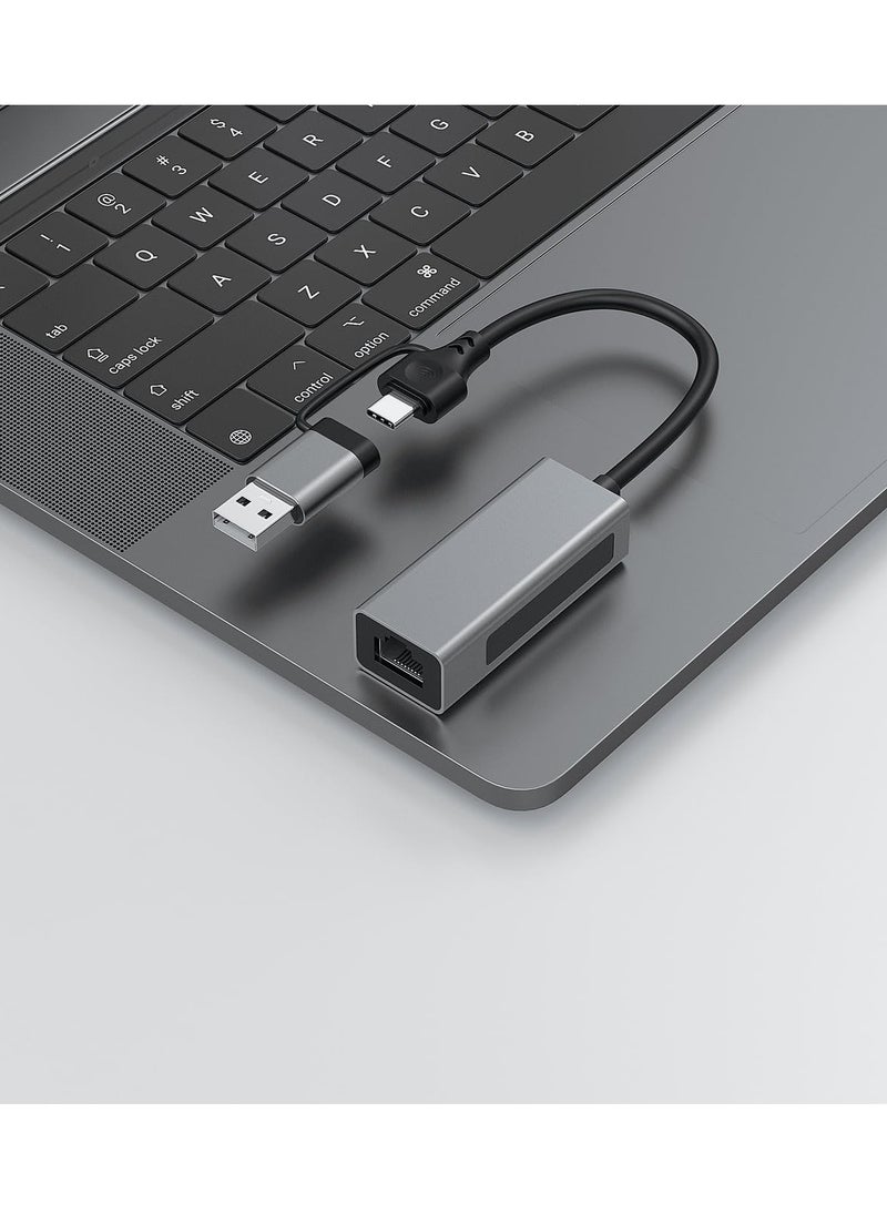 Excefore 2 in 1 Network Adapter Compatible, Dual Connectivity USB-A/USB-C, to 2.5G Ethernet Adapter, High Speed RJ45 Network Converter for PC Laptop Windows Mac OS Linux  - Image 5