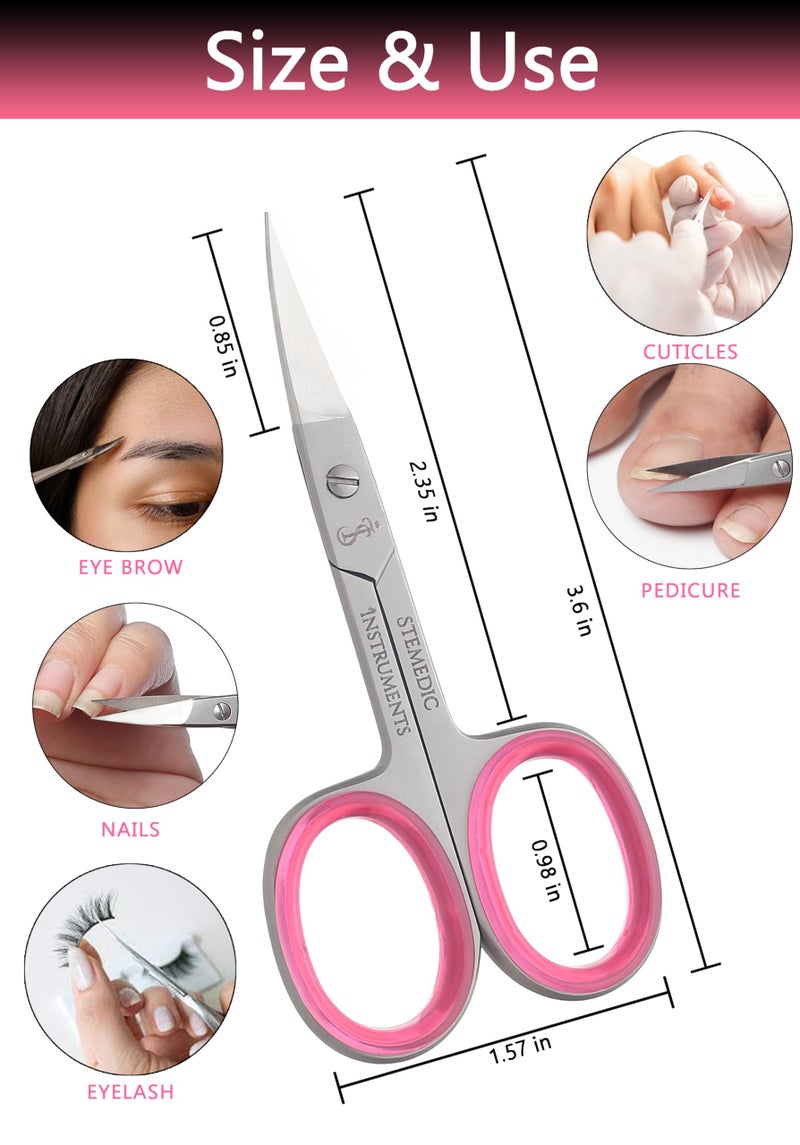 Stemedic Instruments Nail Scissors Curved Eyebrow Scissors for Nail, Cuticle, Eyelashes, Nose Hair, Mustache and Beard - Manicure and Pedicure Small Scissors for Men and Women - Image 3