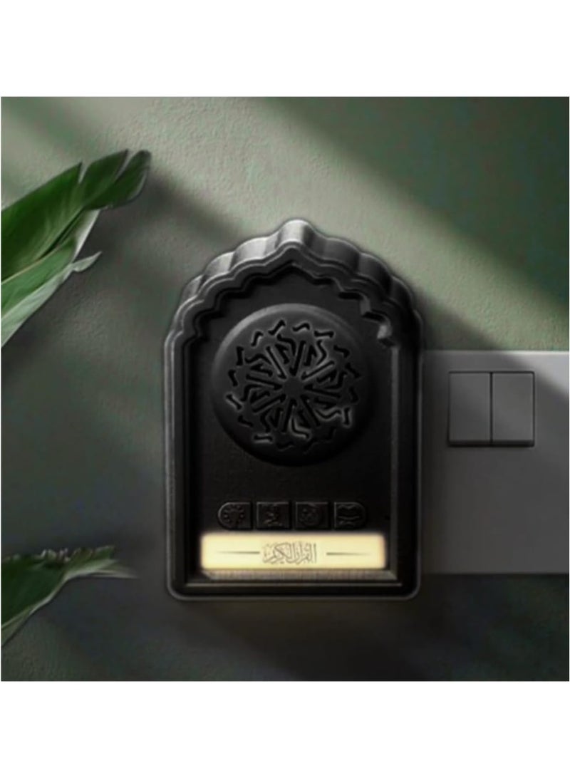 إلترازون Holy Wall Quran Bluetooth Speaker SQ-669 | Wireless Speaker with LED Night Light, 24-Hour Loop Playback, Ruqyah, Zikir & Dua Content | Quran Wall Plug Speaker with 3-Pin Plug (Black) - Image 3