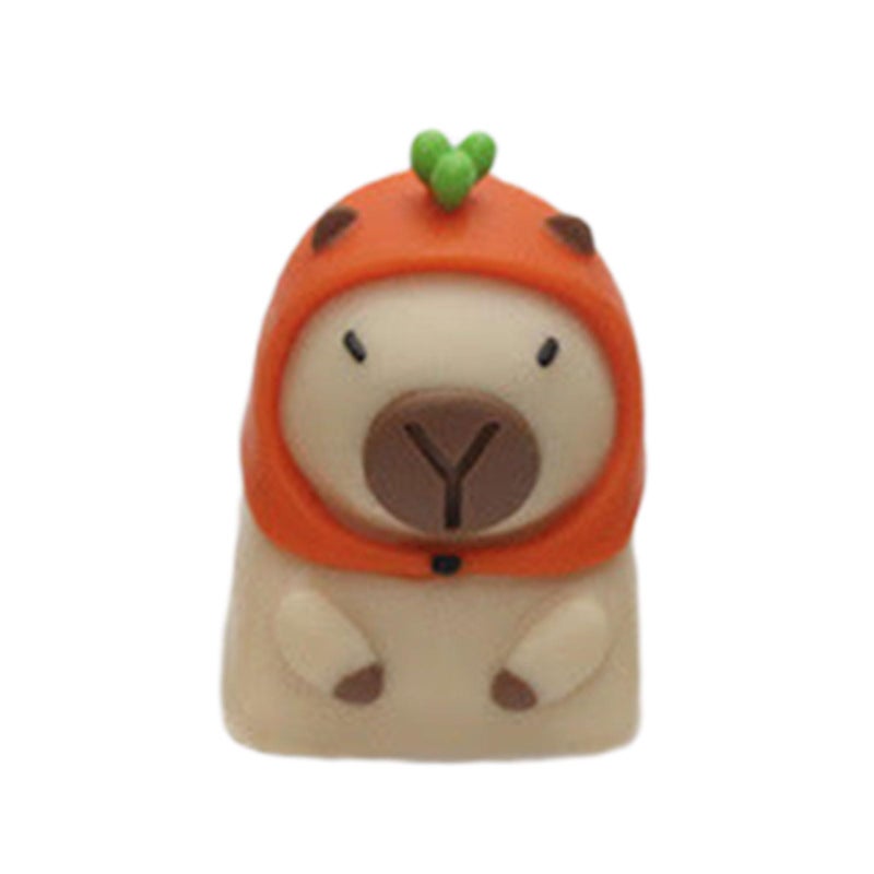 Dirty Animal Design Keycaps Vivid Gradient Capybara Resin Art Keycaps Radish Color - Image 2