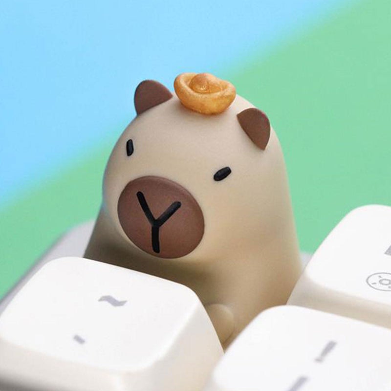 Dirty Animal Design Keycaps Vivid Gradient Capybara Resin Art Keycaps Radish Color - Image 5