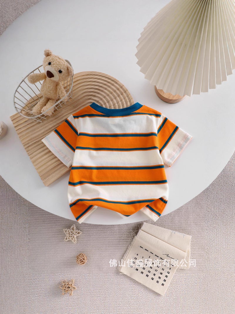 Boys' Striped Cotton T-Shirt – Short-Sleeved Round Neck Summer Top - Image 5