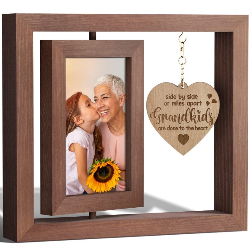 Tiblue Mothers Day Gift for Grandma from Granddaughter Grandson Grandkid Grandma Nana Gifts Rotating Grandma Picture Frame for 4x6 Photo Grandma Nana Birthday Gift Tabletop Desk Display