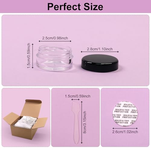 SumDirect 5 Gram Cosmetic Containers - 100Pcs Sample Jars with Lids, Small Plastic Makeup Sample Containers with 10Pcs Organza Bags and a Scoop - Image 2