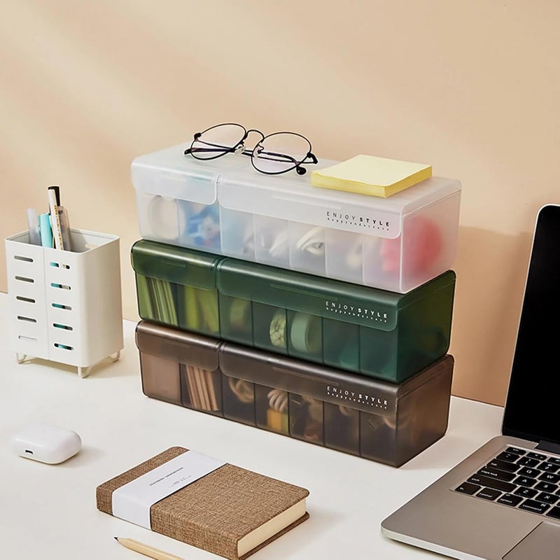 HOME CUBE Plastic Data Cable Organizer Box Charger Cable Management 7 Compartments Storage Box For Usb Cord Sorter, Cards, Paper Clips, Mobile Charger, Stationary Items (Green) - Image 2