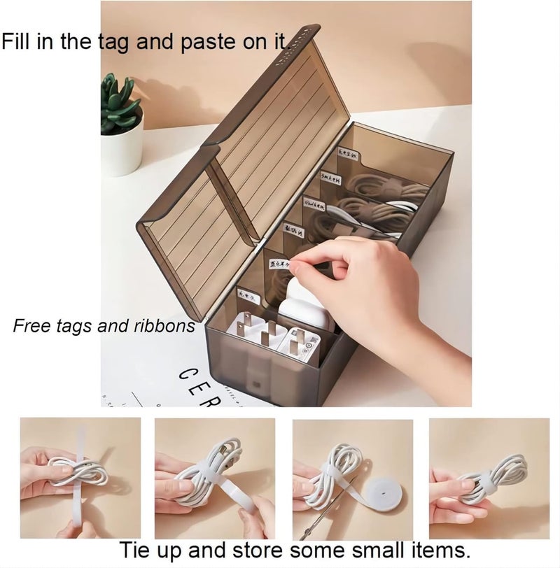 HOME CUBE Plastic Data Cable Organizer Box Charger Cable Management 7 Compartments Storage Box For Usb Cord Sorter, Cards, Paper Clips, Mobile Charger, Stationary Items (Green) - Image 5