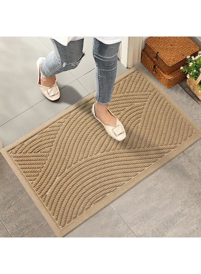 HIYARD Sturdy Front Door Mat, Absorbent Muddy Dirt Resist Welcome Door Mats Outdoor Indoor, Fade Resistant, Non-Slip Backing Entry Mat Low Profile Doormat for Entryway, 29×17, 2 Pack, Beige - Image 2