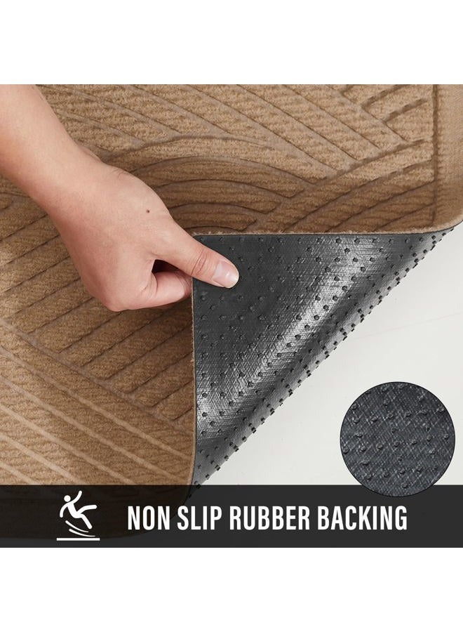 HIYARD Sturdy Front Door Mat, Absorbent Muddy Dirt Resist Welcome Door Mats Outdoor Indoor, Fade Resistant, Non-Slip Backing Entry Mat Low Profile Doormat for Entryway, 29×17, 2 Pack, Beige - Image 4