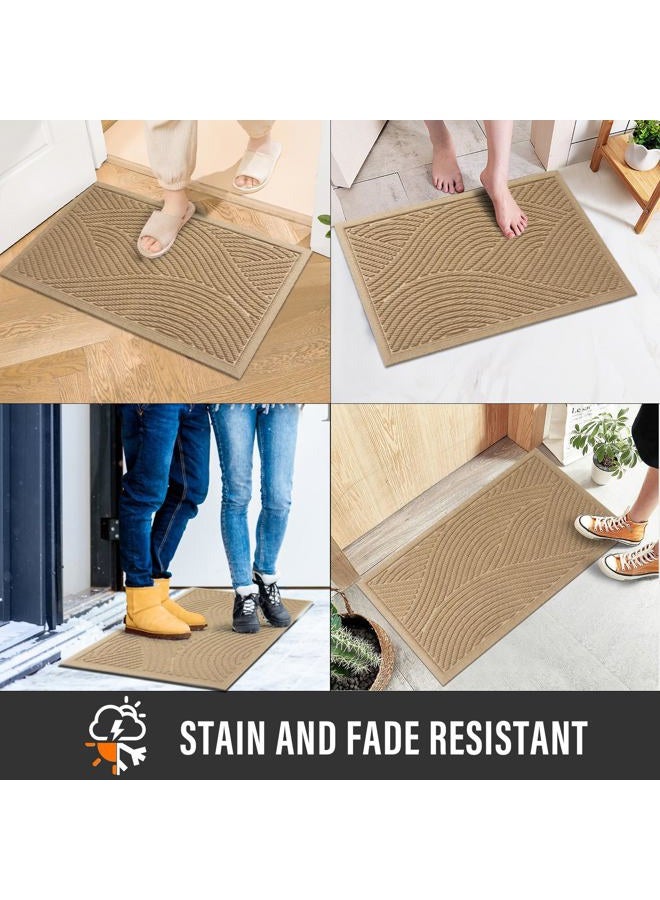 HIYARD Sturdy Front Door Mat, Absorbent Muddy Dirt Resist Welcome Door Mats Outdoor Indoor, Fade Resistant, Non-Slip Backing Entry Mat Low Profile Doormat for Entryway, 29×17, 2 Pack, Beige - Image 5