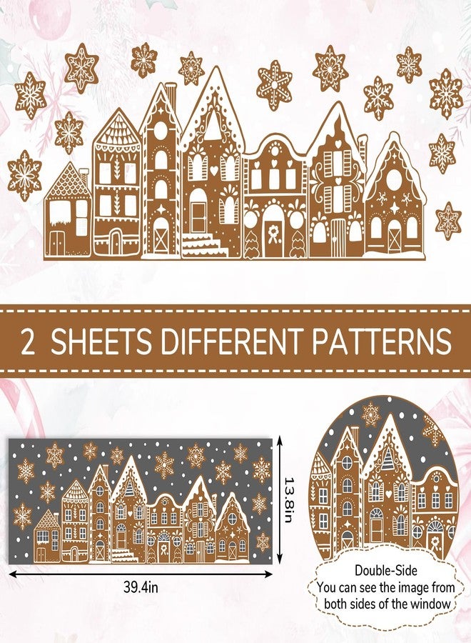 وولاين ملصقات نوافذ على شكل منزل خبز الزنجبيل البني من Whaline، قابلة لإعادة الاستخدام، لتزيين المنزل والفصول الدراسية في عيد الميلاد وعطلة الشتاء، ورقتان. - Image 4