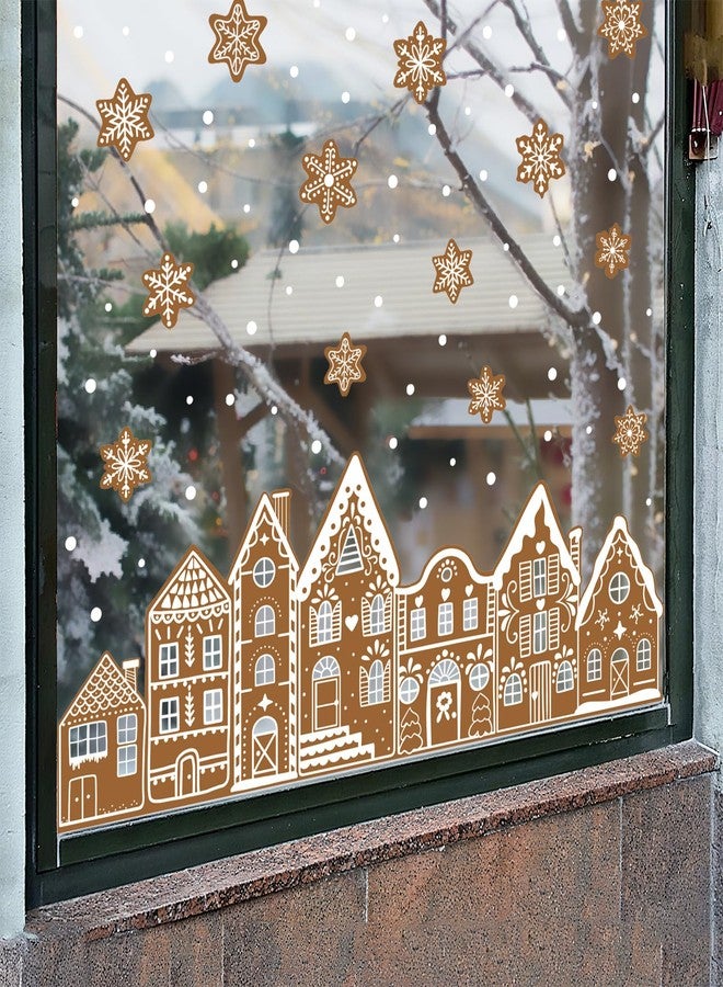 وولاين ملصقات نوافذ على شكل منزل خبز الزنجبيل البني من Whaline، قابلة لإعادة الاستخدام، لتزيين المنزل والفصول الدراسية في عيد الميلاد وعطلة الشتاء، ورقتان. - Image 5