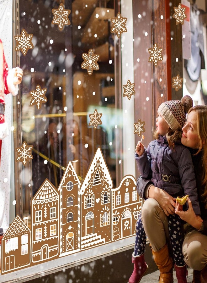 وولاين ملصقات نوافذ على شكل منزل خبز الزنجبيل البني من Whaline، قابلة لإعادة الاستخدام، لتزيين المنزل والفصول الدراسية في عيد الميلاد وعطلة الشتاء، ورقتان. - Image 2