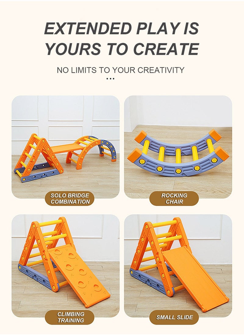 MaBaby Triangle Set 4 in1 Foldable Baby Climbing Toys Wooden Montessori Climbing Set with Arch&Ramp&Ladder Baby Climber Indoor Jungle Gyms for Toddlers Montessori Toys  - Image 2