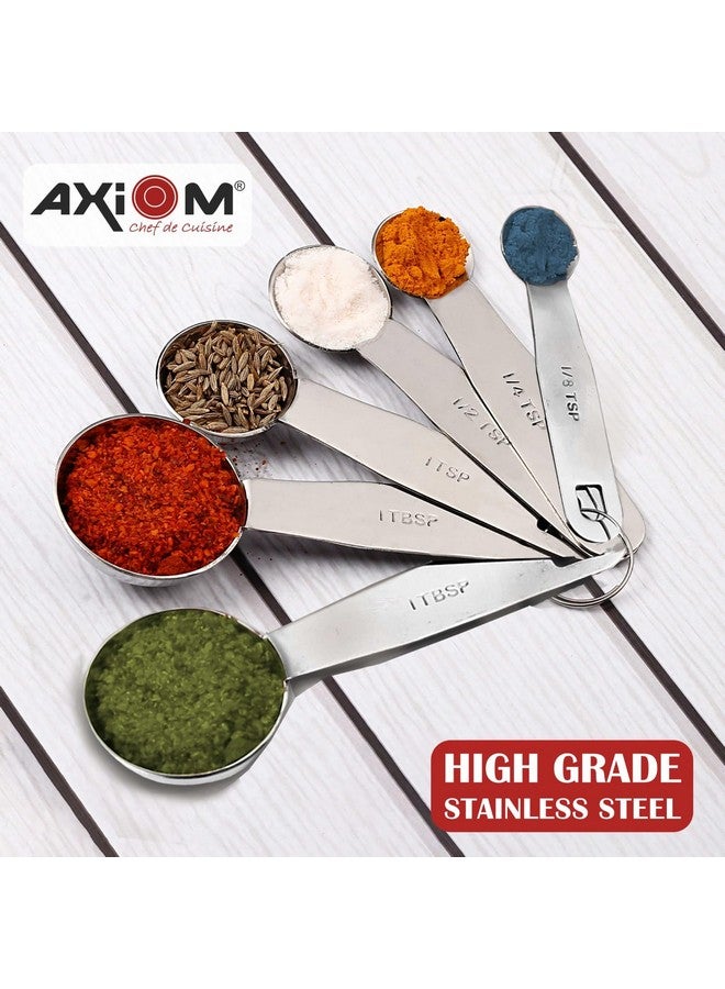 AXIOM Measuring Set of 10 pcs Stainless Steel Professional Quality for Baking, Cooking, 4 Stackable Measuring Cups and 6 Stackable Measuring Spoons with Measurement Engraving Handle - Image 2