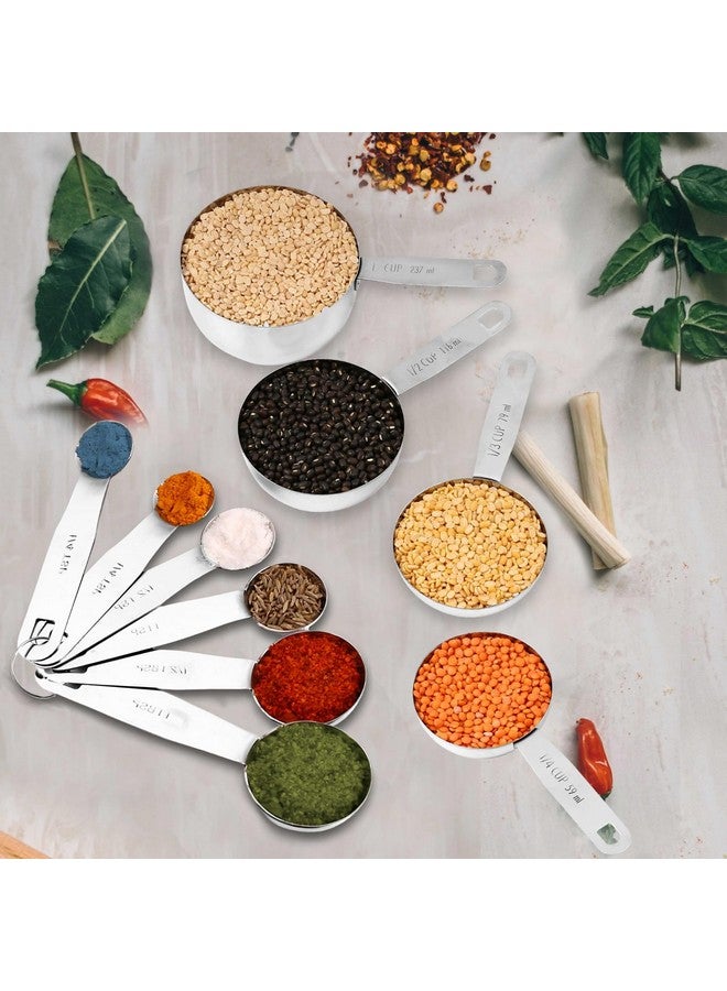 AXIOM Measuring Set of 10 pcs Stainless Steel Professional Quality for Baking, Cooking, 4 Stackable Measuring Cups and 6 Stackable Measuring Spoons with Measurement Engraving Handle - Image 5